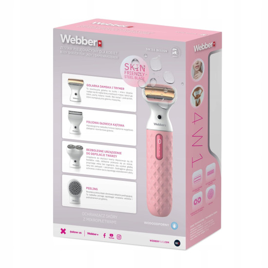 Women’s cordless 4-in-1 shaver and trimmer for face and body – Webber LG400 Elektronika ir buitiniai prietaisai WEBBER