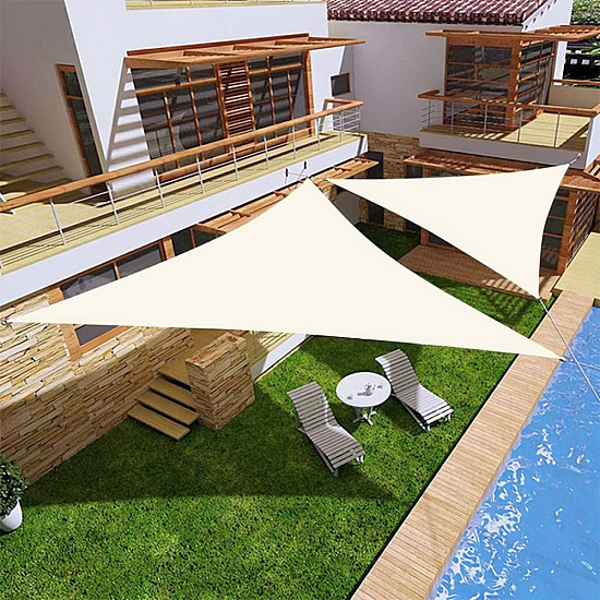 Rusvos spalvos vandeniui atsparus saulės tentas 3×3×3 m MultiGarden