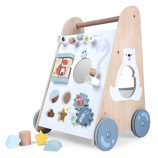 Medinė vaikštynė su stumimo rankena ECOTOYS
