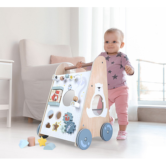 Medinė vaikštynė su stumimo rankena ECOTOYS
