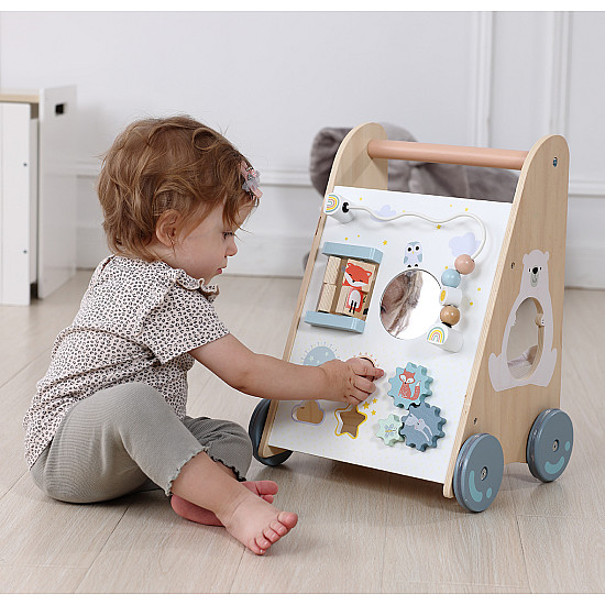Medinė vaikštynė su stumimo rankena ECOTOYS