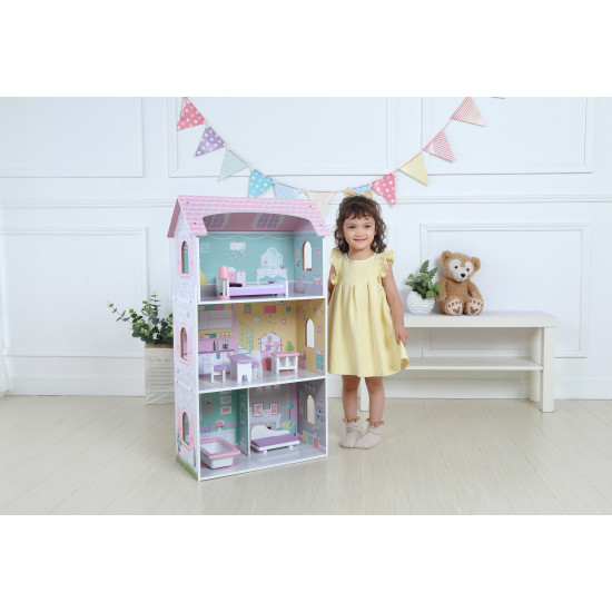 Medinis lėlių namelis Jagodowa rezidencija Lėlės ir žaidimų rinkiniai ECOTOYS