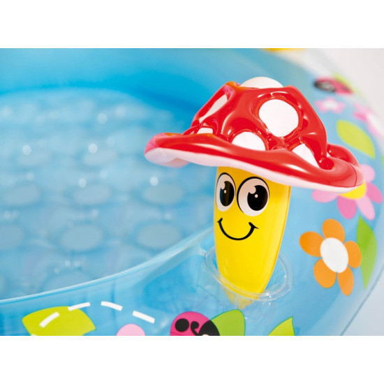 Pripučiamas vaikų baseinas su grybuko formos stogu