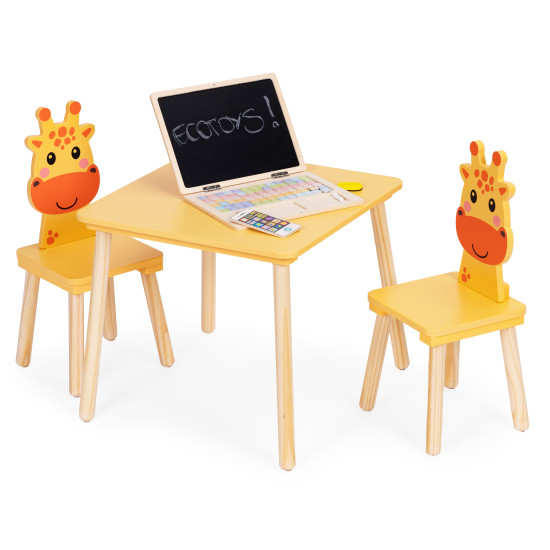Vaikų baldų komplektas: stalas ir 2 kėdės su žirafos motyvu Vaikų baldai ECOTOYS