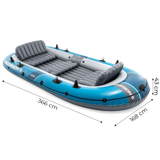 Pripučiama valtis 5 asmenims su siurbliu 2 irkliais