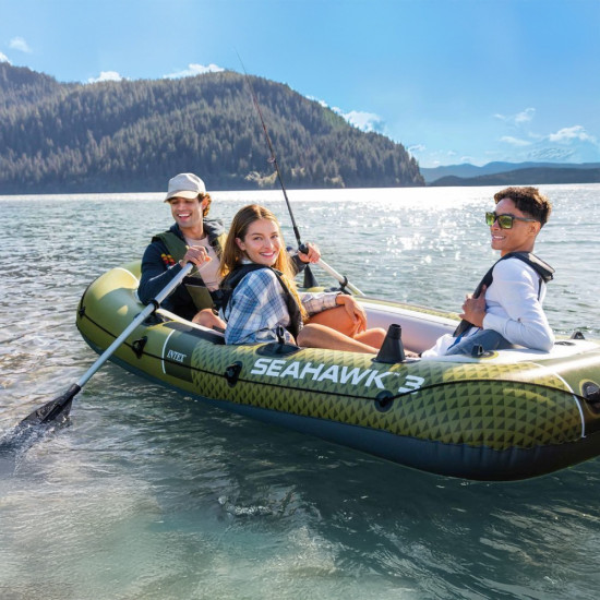 Pripučiamas valtis 3 asmenims, su siurbliu ir 2 irkliais INTEX 66333