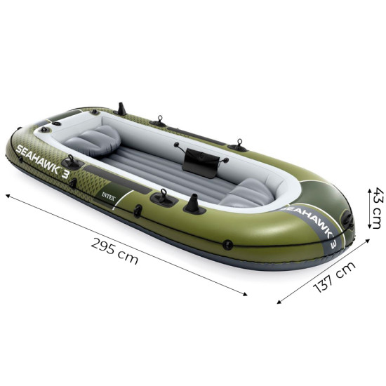 Pripučiamas valtis 3 asmenims, su siurbliu ir 2 irkliais INTEX 66333