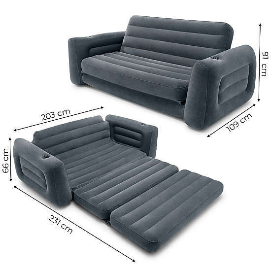 Pripučiama pilka sofa-lova 2-in-1 INTEX 66552NP