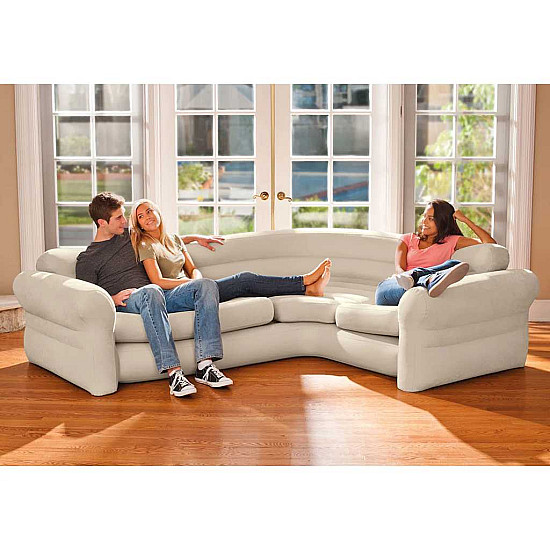 Pripučiama keturvietė kampinė sofa 257x203x76 cm INTEX 68575