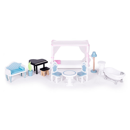 Didelis medinis lėlių namelis 3 aukšta ECOTOYS