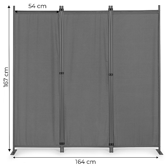 Sulankstoma pilka 3 dalių sodo ir patalpų pertvara 167 x 164 cm MultiGarden