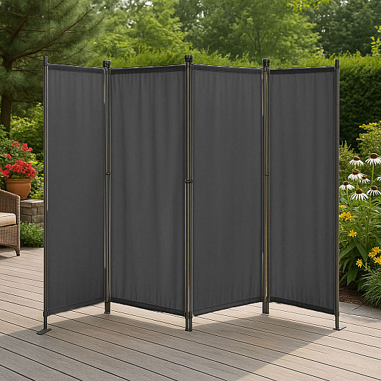 Sulankstoma pilka 4-sekcijų sodo ir kambario pertvara 167 x 216 cm MultiGarden