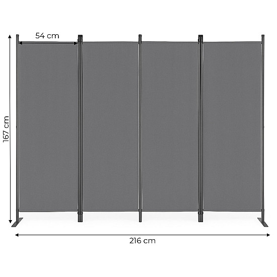 Sulankstoma pilka 4-sekcijų sodo ir kambario pertvara 167 x 216 cm MultiGarden