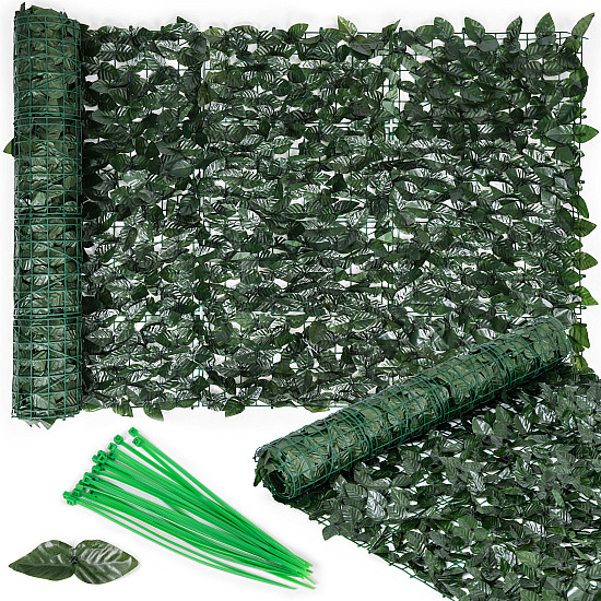 Dirbtinė žalia balkono/sodo gebenės gyvatvorė 300 x 100 cm