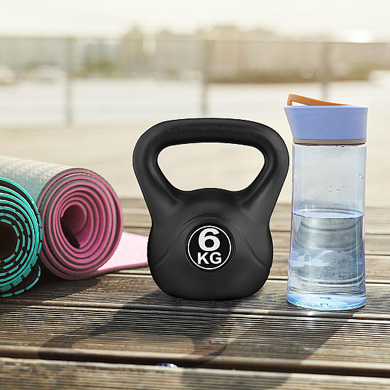 Juodas 6 kg kettlebell svoris treniruotėms ModernHome