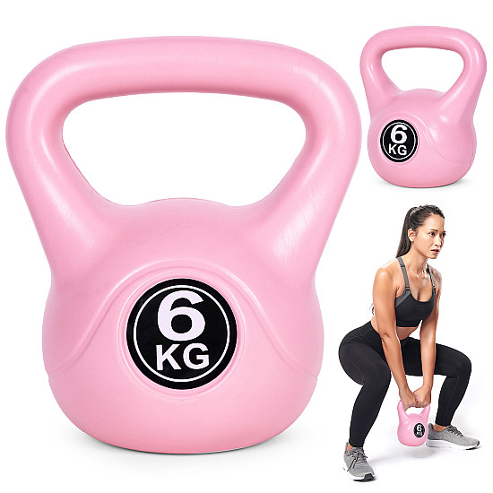 Rožinis 6 kg kettlebell svoris treniruotėms ModernHome