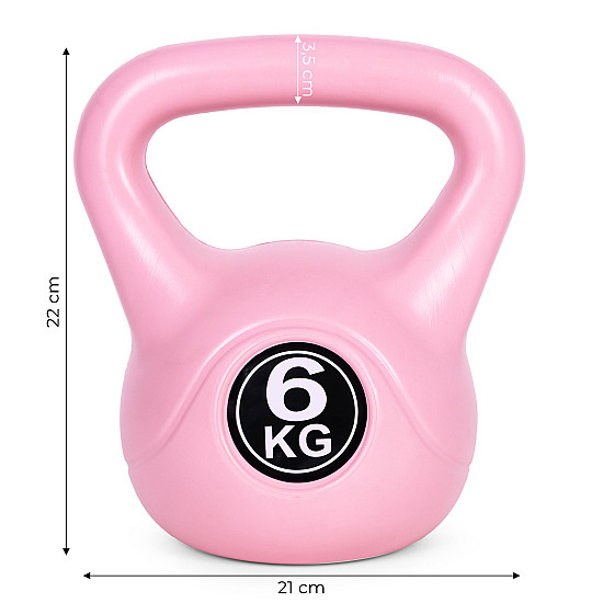 Rožinis 6 kg kettlebell svoris treniruotėms ModernHome