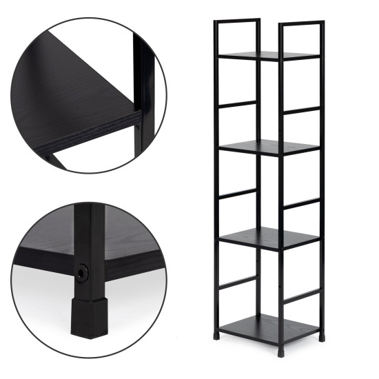 Šiuolaikiška medinė lentynėlė su metaliniu rėmu, 4 lentynos Lentynos ModernHome