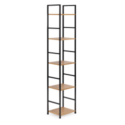 Šiuolaikiška medinė lentynėlė su metaliniu rėmu, 5 lentynos