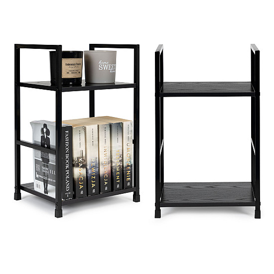 Must puidust raamaturiiul kahe riiuliga ModernHome