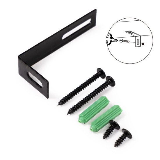 Šiuolaikiška juoda medinė lentyna su metaliniu rėmu, 3 lentynos Lentynos ModernHome