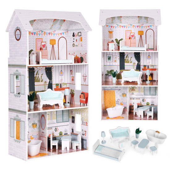 Didelis lėlių namelis Alice Lėlės ir žaidimų rinkiniai ECOTOYS