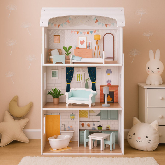 Didelis lėlių namelis Alice Lėlės ir žaidimų rinkiniai ECOTOYS