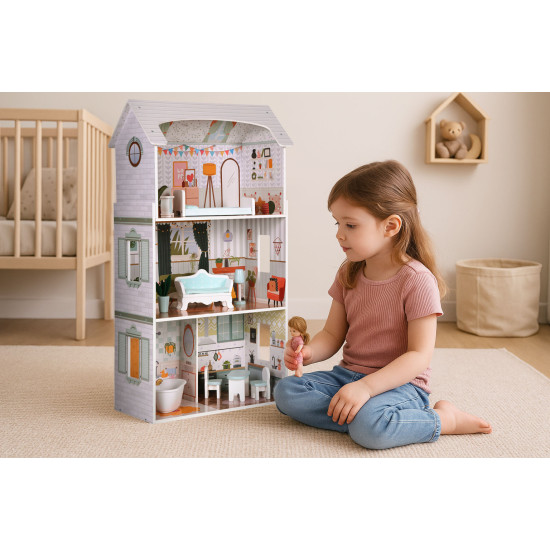 Didelis lėlių namelis Alice Lėlės ir žaidimų rinkiniai ECOTOYS