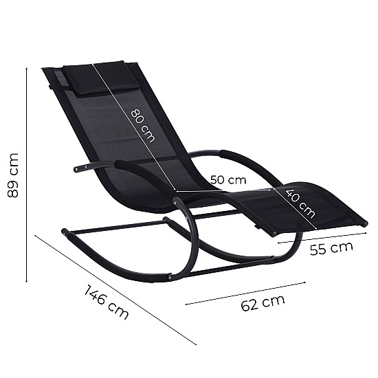 Juodas supamasis krėslas/gultas su galvos atrama MultiGarden