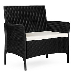 Black Two-Seater Garden Sofa with Cushion by MultiGarden