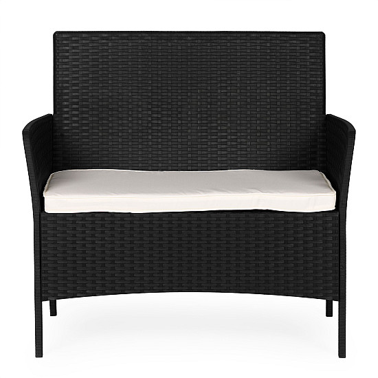 Black Two-Seater Garden Sofa with Cushion by MultiGarden