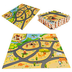 Vaikams skirtas putoplasto kilimėlis su Safari 9 elementai 93x93 cm