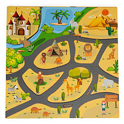 Vaikams skirtas putoplasto kilimėlis su Safari 9 elementai 93x93 cm