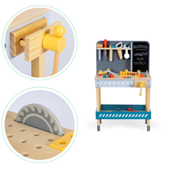 47 dalių medinių įrankių rinkinys Darbo įrankiai ECOTOYS