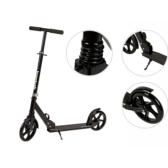 Sulankstomas juodas miesto paspirtukas 95–105 cm