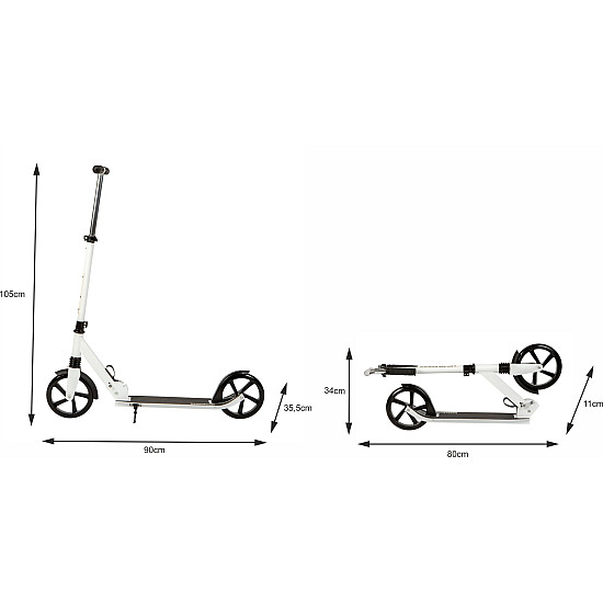 Sulankstomas baltas miesto paspirtukas 95–105 cm