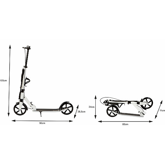 Sulankstomas baltas miesto paspirtukas 95–105 cm