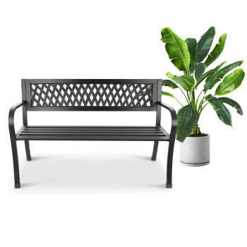 Metal garden/patio bench with a backrest