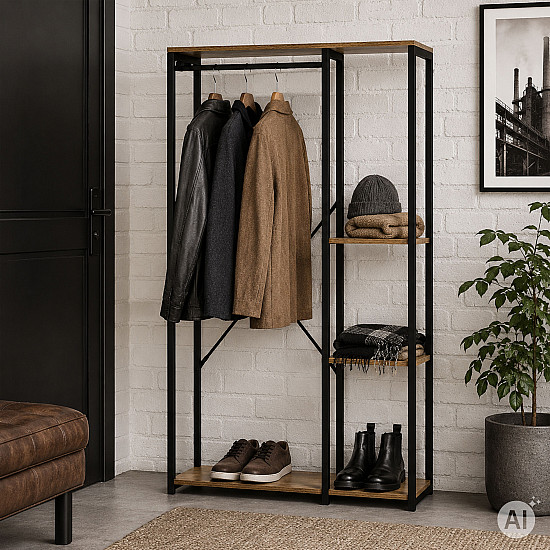 Pastatoma pakaba su lentynomis rusvos spalvos ModernHome