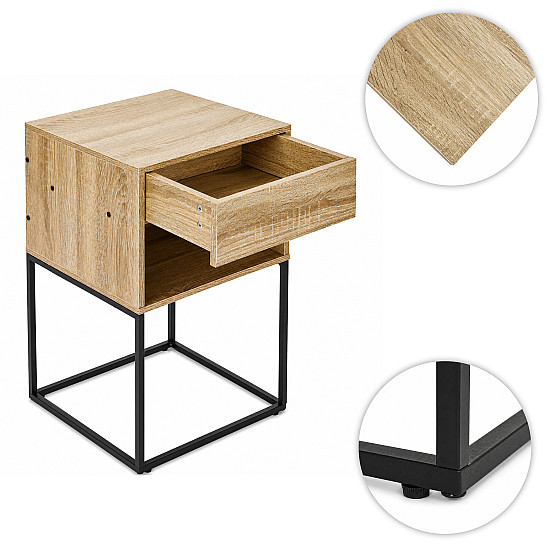 ModernHome Nightstand with Drawer and Shelf