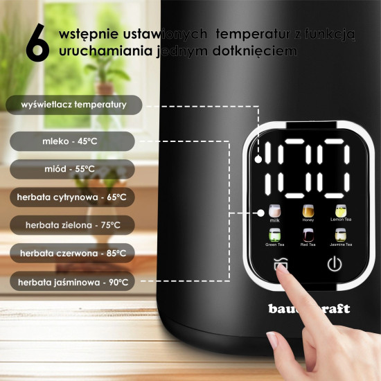 Elektrinis juodas virdulys 1,7 l, su temperatūros reguliavimo funkcija Elektronika ir buitiniai prietaisai Bauerkraft