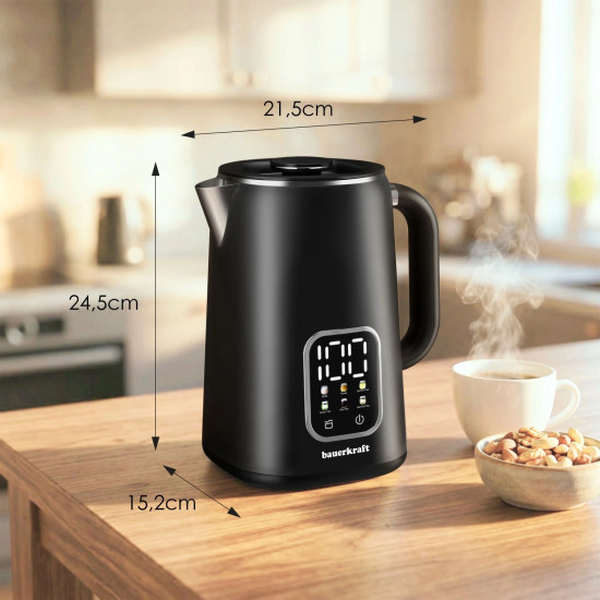 Elektrinis juodas virdulys 1,7 l, su temperatūros reguliavimo funkcija Elektronika ir buitiniai prietaisai Bauerkraft
