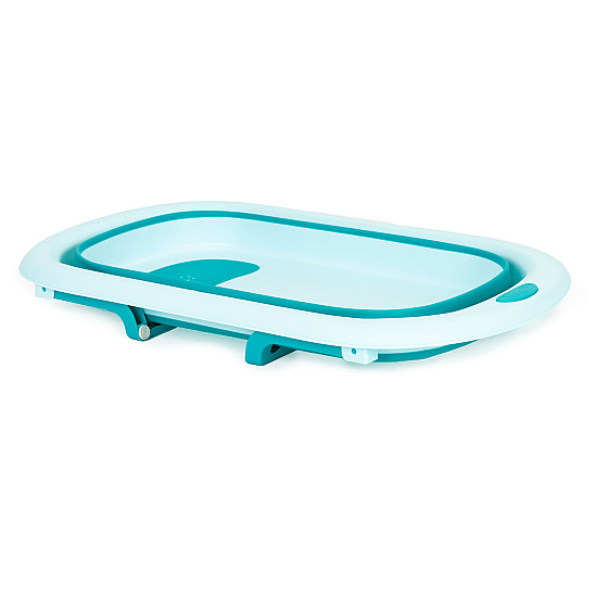Foldable Travel Baby Bathtub with Drain, Blue