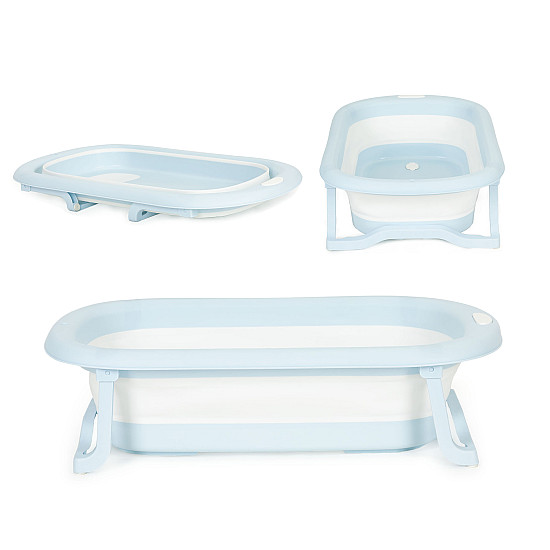 Foldable Travel Baby Bathtub with Drain Hole, Gray