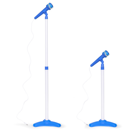 Mėlyna elektrinė gitara ir mikrofono rinkinys su stovu vaikams Muzikos instrumentai MULTISTORE