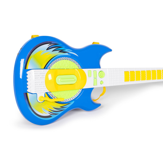 Mėlyna elektrinė gitara ir mikrofono rinkinys su stovu vaikams Muzikos instrumentai MULTISTORE