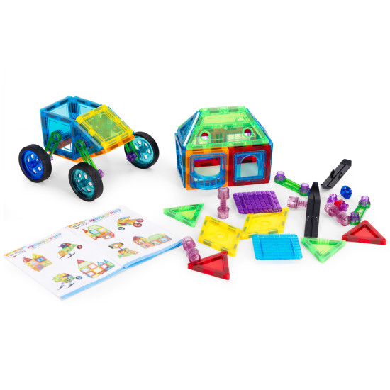 Magnetinių konstruktorių rinkinys „Namai ir automobiliai“, 48 dalių Konstruktoriai MULTISTORE