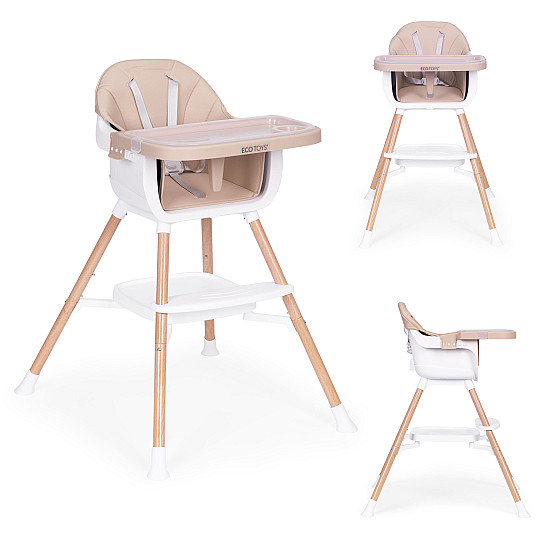 Lasten ruokailutuoli 2-in-1, hiekanvärinen, ECOTOYS