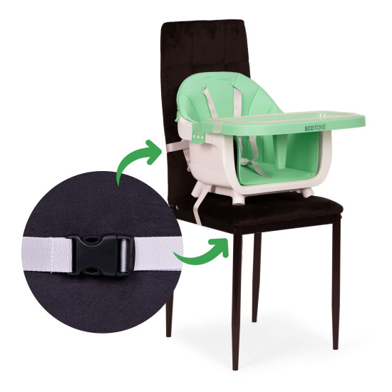 Vaikų maitinimo kėdutė 2-in-1 žalia ECOTOYS