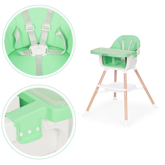 Vaikų maitinimo kėdutė 2-in-1 žalia ECOTOYS